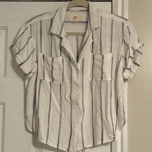 White shirt with Black Pinstripes - Thread & Supply - M